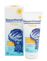 Bepanthenol Tattoo Crema Solare Idratante Protettiva Spf +50 con Pantenolo 50 ml