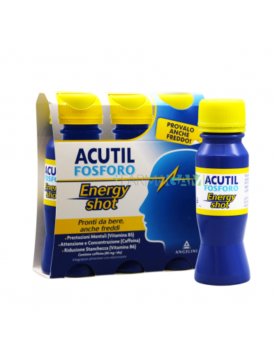Acutil Fosforo Energy Shot Integratore Energia E Concentrazione Mentale 3 Flaconcini Da 60 ml