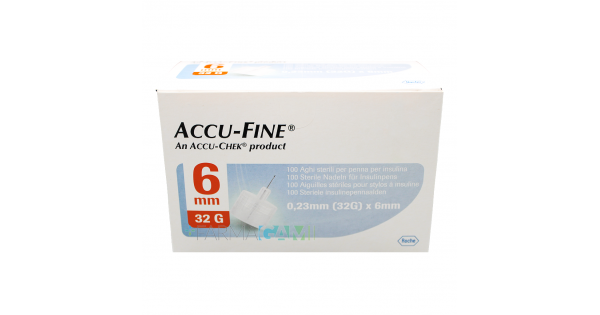 Accu-Fine Ago Per Penna Insulina Needle Accu-Chek Gauge 32 6mm 100 Pezzi