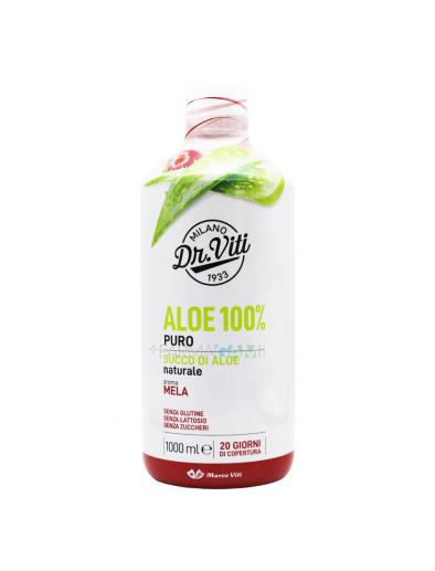 Aloe 100% Puro Integratore Naturale Benessere Intestinale Aroma Mela 1000 ml