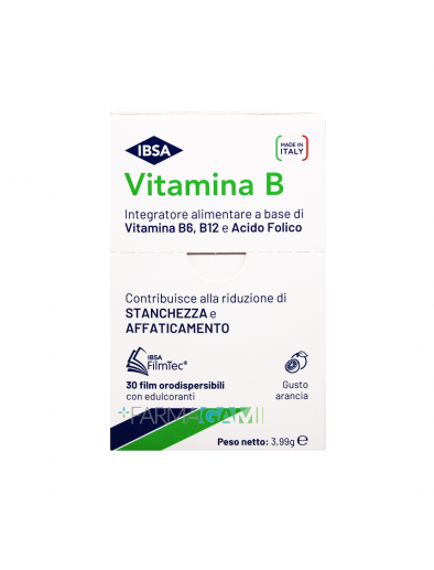 Vitamina B IBSA Integratore Per la Stanchezza Fisica e Mentale 30 Film Orali Gusto Arancia