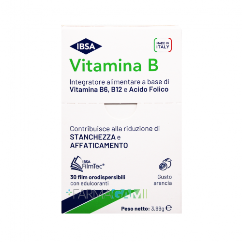 Vitamina B IBSA Integratore Per la Stanchezza Fisica e Mentale 30 Film  Orali Gusto Arancia (SCAD. FINE 04/24)