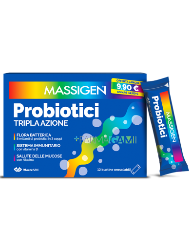 Massigen Probiotici Tripla Azione 12 Stick Orosolubili