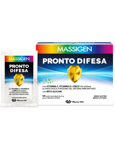 Massigen Pronto Difesa Integratore Sistema Immunitario 14 Bustine Arancia Rossa
