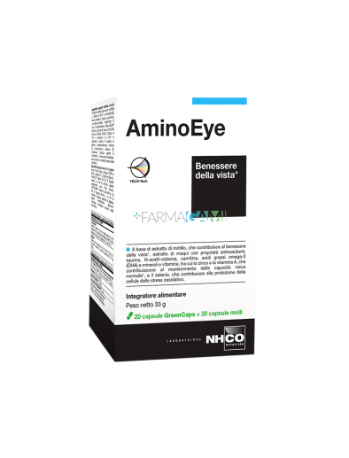 Nhco AminoEye Benessere Della Vista Integratore 20 Capsule Green Caps + 20 Capsule Molli