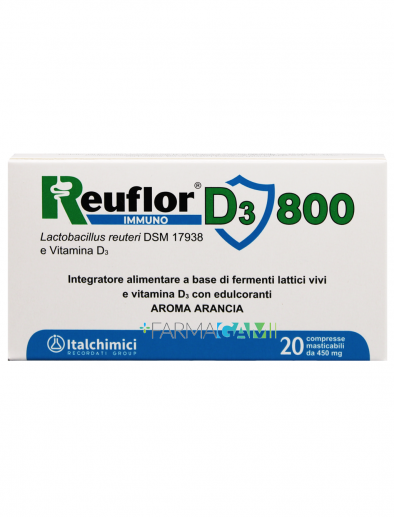 Reuflor D3 800 Integratore Fermenti 20 Compresse Masticabili Aroma Arancia (Scad. 08/2024)