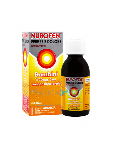 Nurofen Febbre e Dolore Bambini 100 mg Sciroppo Arancia Senza Zucchero 150 ml (SCAD. FINE 03/2026)
