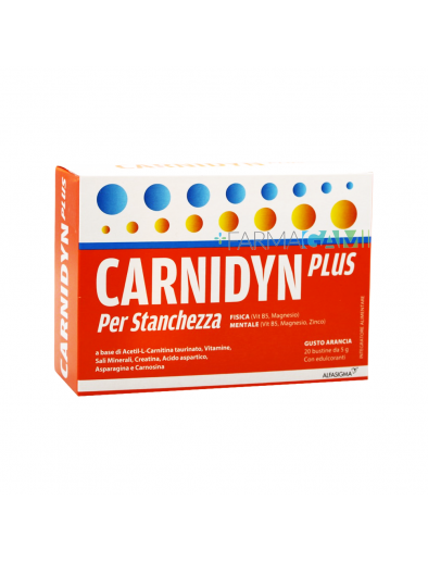 Carnidyn Plus Integratore Stanchezza e Affaticamento 20 Bustine Gusto Arancia