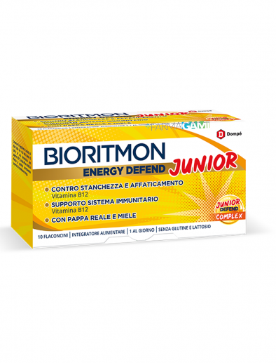 Bioritmon Energy Defend Junior Benessere Fisico e Mentale Integratore 10 Flaconcini
