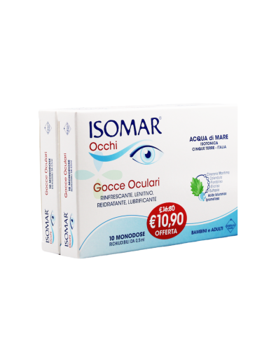 Isomar Occhi Gocce Oculari Rinfrescanti e Lenitive 10 Flaconi Monodose Bipack