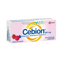 Cebion Vitamina C 500 mg 20 Compresse Masticabili Gusto Mirtillo Senza Zucchero