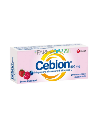 Cebion Vitamina C 500 mg 20 Compresse Masticabili Gusto Mirtillo Senza Zucchero