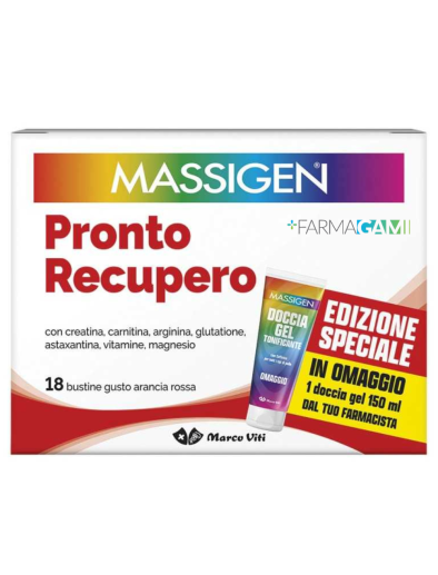 Massigen Pronto Recupero 18 Bustine Arancia Rossa + Gel Doccia 150ml in Omaggio
