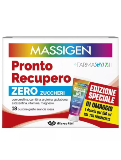 Massigen Pronto Recupero Senza Zucchero 18 Bustine Gusto arancia rossa Massigen Pronto Recupero Senza Zucchero 18 Bustine Gusto arancia rossa
