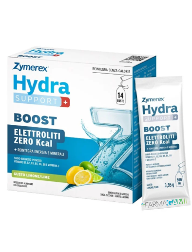 Zymerex Hydra Support+ Boost Sali Minerali e Vitamine 14 Bustine Limone/Lime