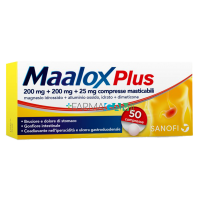 MAALOX PLUS* 200 mg + 200 mg + 25 mg Antiacido Stomaco 50 Compresse Masticabili