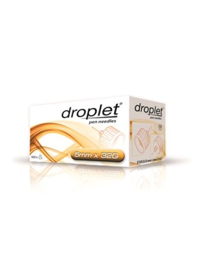 AGO PER PENNA DA INSULINA DROPLET 32 GAUGE 5 MM 100 PEZZI