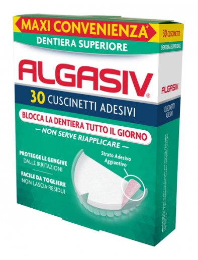 Algasiv Dentiera Superiore 30 Cuscinetti Adesivi