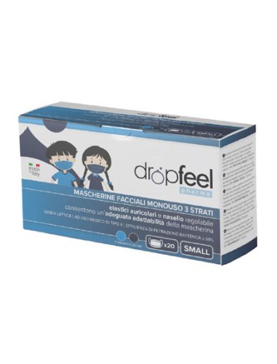 MASCHERINA USO MEDICO DROPFEEL PHARMA MONOUSO SMALL TIPO IIBLU NAVY E AZZURO 20 PEZZI
