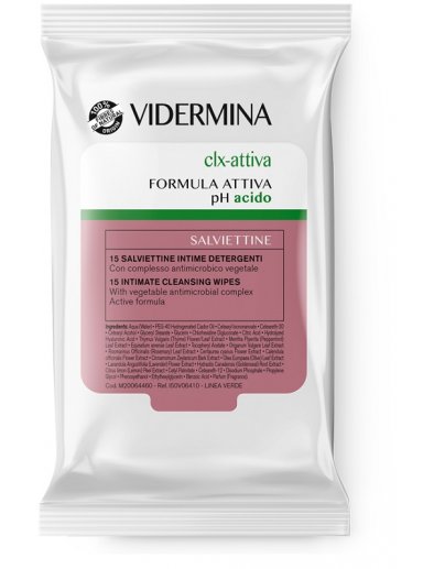 Vidermina CLX-ATTIVA Salviettine Intime Detergenti pH 5,5 15 pezzi 