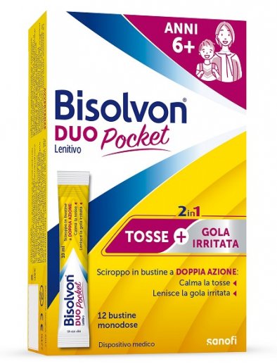 Bisolvon Duo Pocket Lenitivo Tosse Secca e Irritativa 12 Bustine Sciroppo