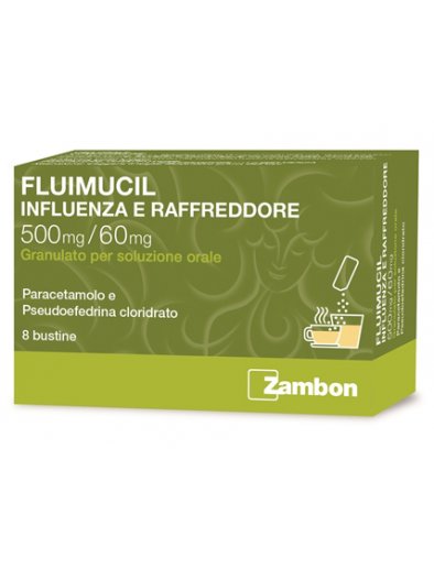 FLUIMUCIL INFLUENZA E RAFFREDDORE*orale 8 bustine 500 mg + 60 mg
