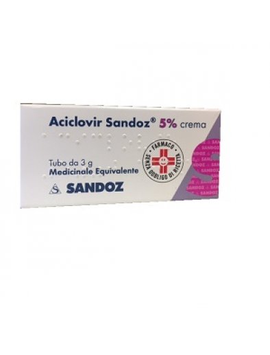ACICLOVIR (SANDOZ)* 5% 3 g crema dermatologica contro Herpes simplex
