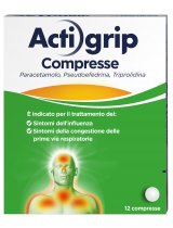 ACTIGRIP* 60 mg +2,5 mg +500 mg paracetamolo 12 compresse efficace contro raffreddore e influenza