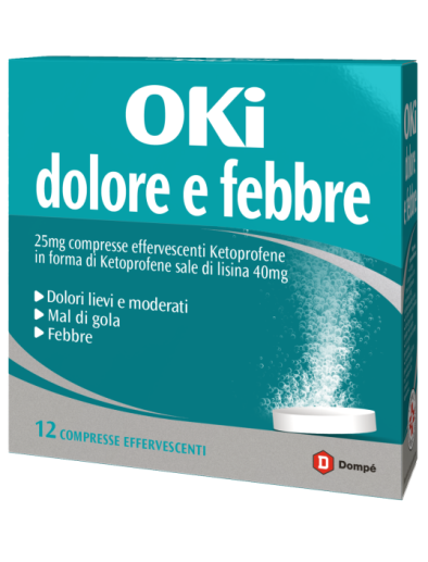 OKI DOLORE E FEBBRE* Analgesico 25 mg ketoprofene 12 compresse effervescenti